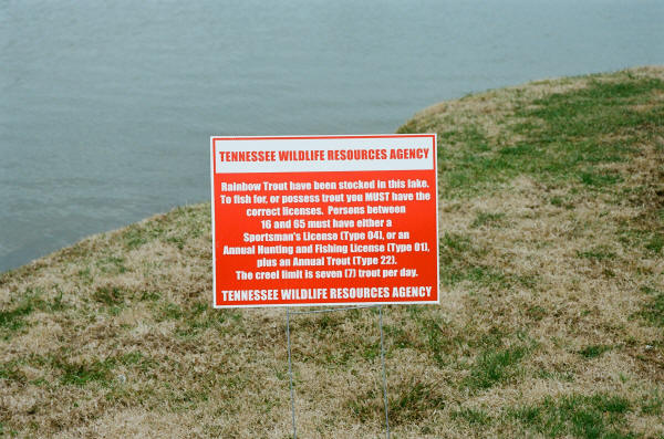 TWRA Trout Stocking Sign